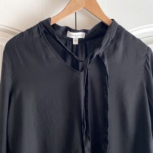 Cloth & Stone 100% Tencel Women's Black Long Sleeve Tie Front Blouse Size‎ Small